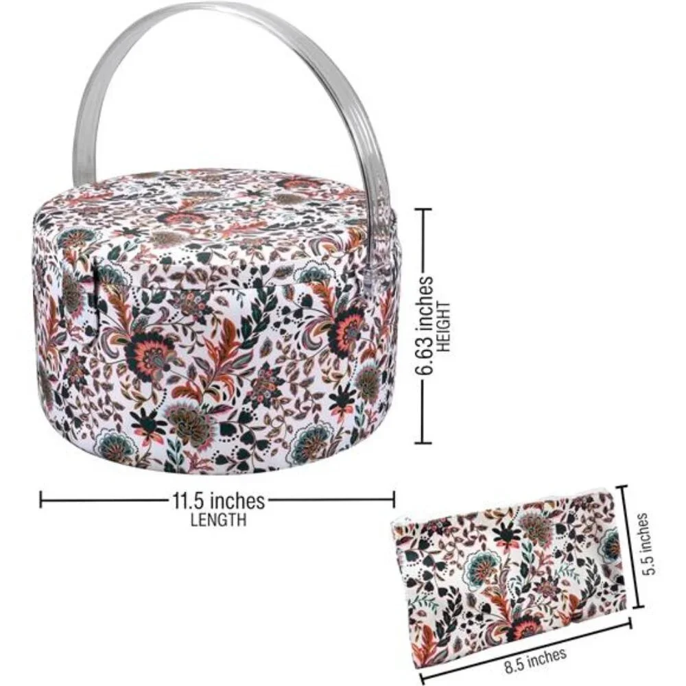 SINGER Premium Round Large Sewing Basket with Matching Zipper Pouch | 30% More